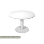 Meeting table round white top Ø100xH.73 cm round section leg in
