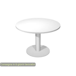 Tavolo riunione rotondo piano bianco Ø100xH.73 cm gamba sezione rotonda in
