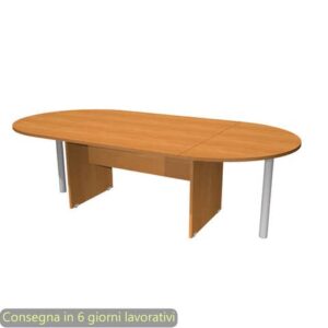Tavolo riunione ovale noce chiaro 220x110xH.72 cm gamba a pannello in