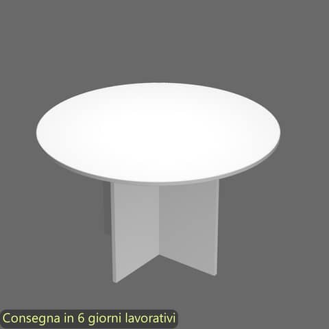 Tavolo riunione rotondo bianco Ø120xH.72 cm gamba a pannello in
