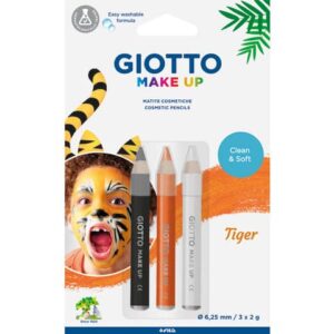 Tris tematico di matite cosmetiche GIOTTO bianco, giallo, nero - Tiger