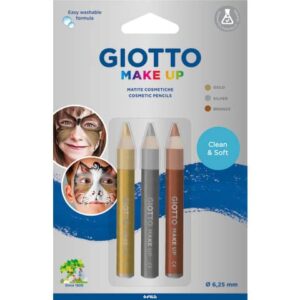 Tris tematico di matite cosmetiche GIOTTO oro, argento, bronzo