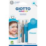 Tris tematico di matite cosmetiche GIOTTO bianco, argento, azzurro -