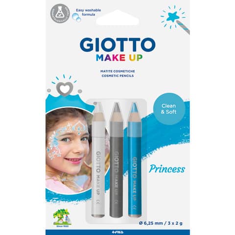 Tris tematico di matite cosmetiche GIOTTO bianco, argento, azzurro -