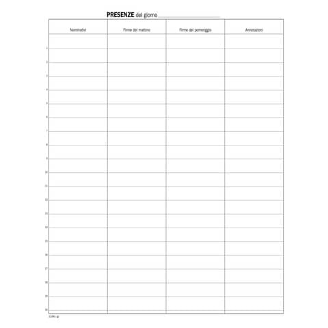 Registro firme presenza data ufficio 49 pagg. 31x24,5 cm