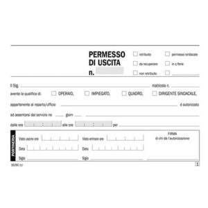 Blocco permessi di uscita Data Ufficio 10x16,8 cm - 50x2 copie autoricalcanti