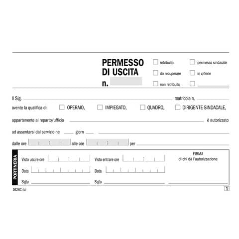 Exit permit pad Date Office 10x16,8 cm - 50x2 self-calculating copies