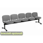 Panca 5 posti attesa Unisit Dado D55P - rivestimento ignifugo grigio