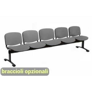 Panca 5 posti attesa Unisit Dado D55P - rivestimento ignifugo grigio