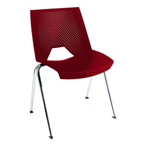 Sedia visitatore a 4 gambe Unisit Strike SKB schienale a rete - PPL rosso