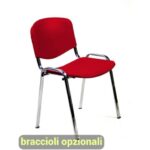 Sedia visitatore a 4 gambe Unisit Dado D5PC - struttura cromo - PPL rosso -