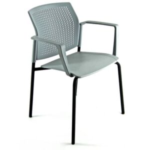 Sedia visitatore a 4 gambe Unisit Login LGSPBR - schienale in rete - PPL grigio