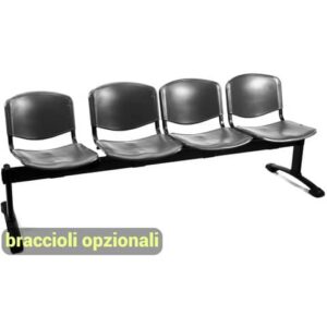 Panca 4 posti attesa Unisit Dado D54P - rivestimento ignifugo grigio