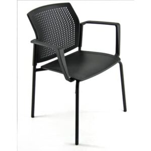 Sedia visitatore a 4 gambe Unisit Login LGSPBR - schienale in rete - PPL nero