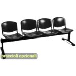 Panca 4 posti attesa Unisit Dado D54P - rivestimento ignifugo nero