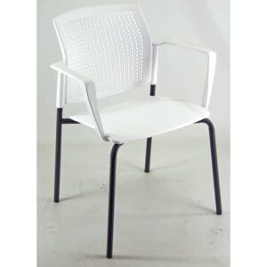 Sedia visitatore a 4 gambe Unisit Login LGSPBR - schienale in rete - PPL bianco