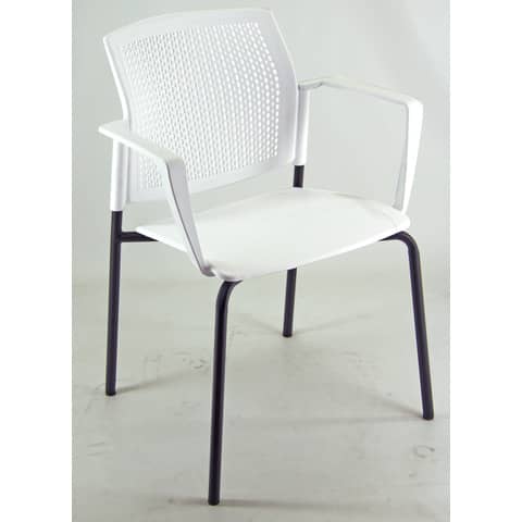 Sedia visitatore a 4 gambe Unisit Login LGSPBR - schienale in rete - PPL bianco