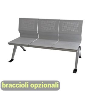 Panca 3 posti attesa Unisit Panair PA3P acciaio verniciato grigio - schienale