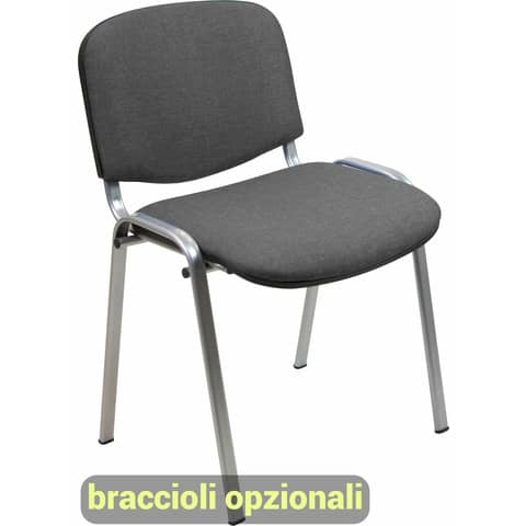 Sedia visitatore 4 gambe Unisit Dado D5G acciaio grigio - rivestimento ignifugo