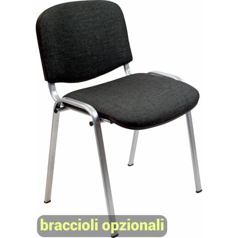 Sedia visitatore 4 gambe Unisit Dado D5G acciaio grigio - rivestimento eco