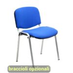 Sedia visitatore 4 gambe Unisit Dado D5G acciaio grigio - rivestimento ignifugo