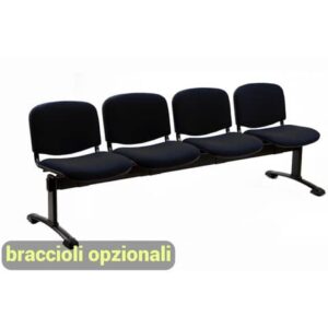 Panca 4 posti attesa Unisit Dado D54P - rivestimento Eco nero