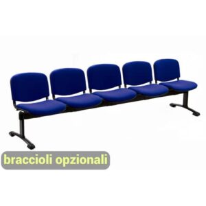Panca 5 posti attesa Unisit Dado D55P - rivestimento ignifugo blu