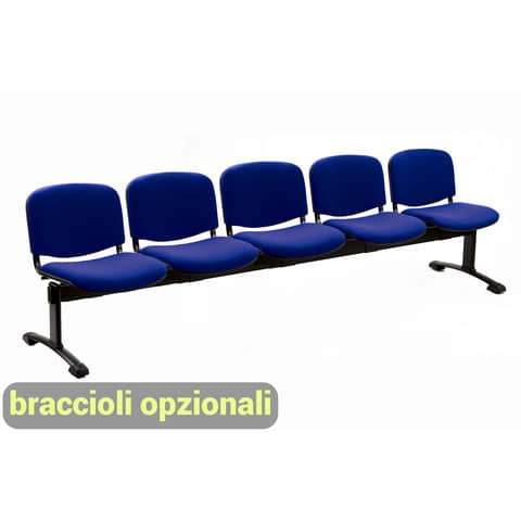 Panca 5 posti attesa Unisit Dado D55P - rivestimento ignifugo blu