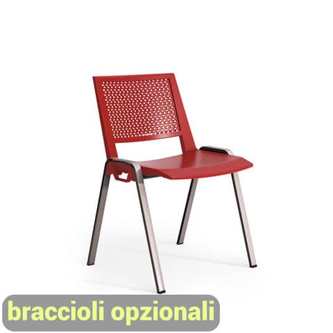 Sedia visitatore a 4 gambe Unisit Kentra KEC base cromo schienale traspirante PPL