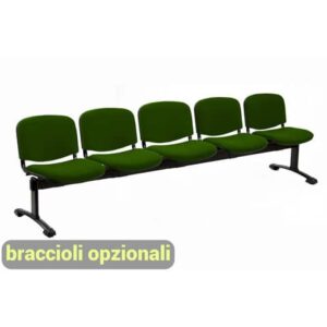 Panca 5 posti attesa Unisit Dado D55P - rivestimento Eco verde