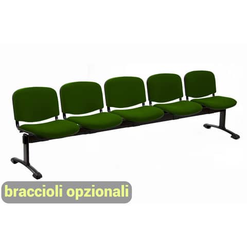 Panca 5 posti attesa Unisit Dado D55P - rivestimento Eco verde