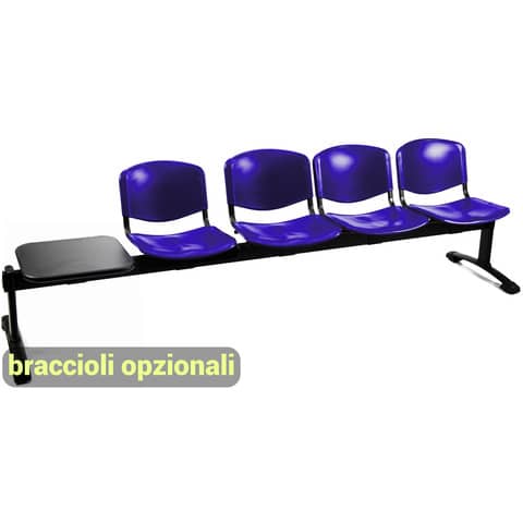 Panca 4 posti attesa Unisit Dado D54PT con tavolino - rivestimento
