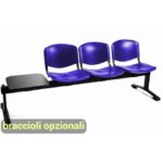 Panca 3 posti attesa Unisit Dado D5P3PT con tavolino - PPL blu