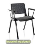 Sedia visitatore a 4 gambe Unisit Kentra KEV base nera schienale traspirante PPL