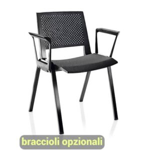 Sedia visitatore a 4 gambe Unisit Kentra KEV base nera schienale traspirante PPL