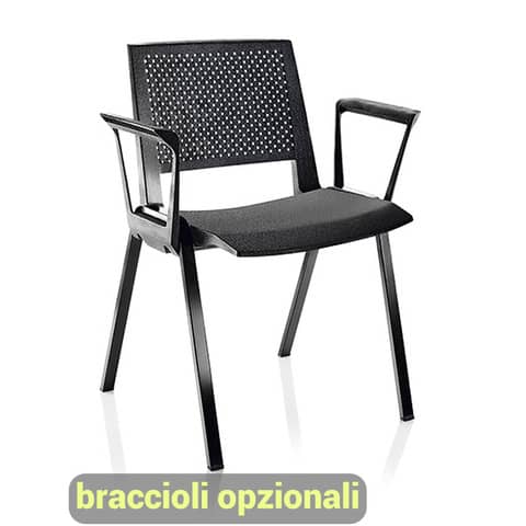 Sedia visitatore a 4 gambe Unisit Kentra KEV base nera schienale traspirante PPL