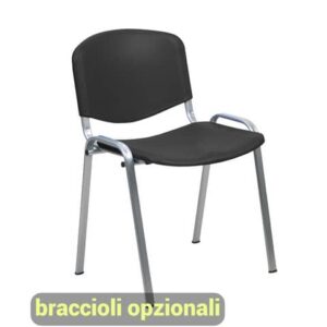 Sedia visitatore a 4 gambe Unisit Dado D5PG - struttura grigia - PPL nero -