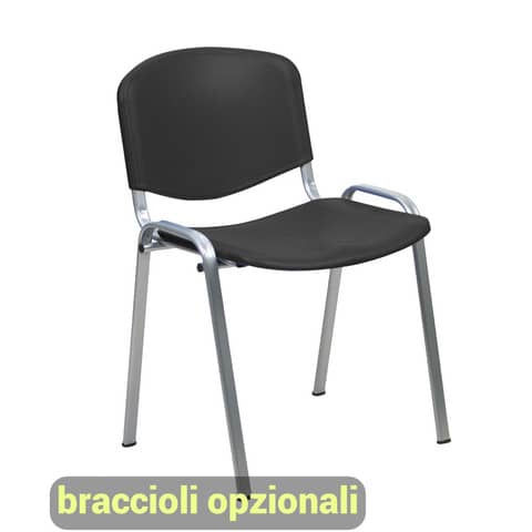 Sedia visitatore a 4 gambe Unisit Dado D5PG - struttura grigia - PPL nero -