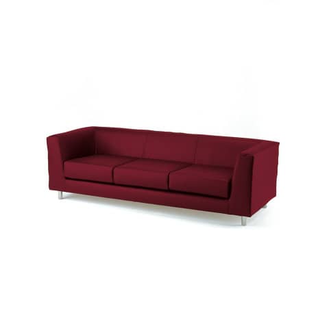 Unisit Quad QD3 3-seater waiting sofa with fixed back - fabric cover