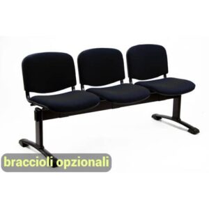 Panca 3 posti attesa Unisit Dado D53P - rivestimento ignifugo nero