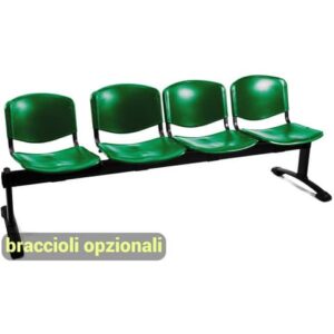 Panca 4 posti attesa Unisit Dado D54P - rivestimento Eco verde
