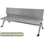 Panca 5 posti attesa Unisit Panair PA5P acciaio verniciato grigio - schienale