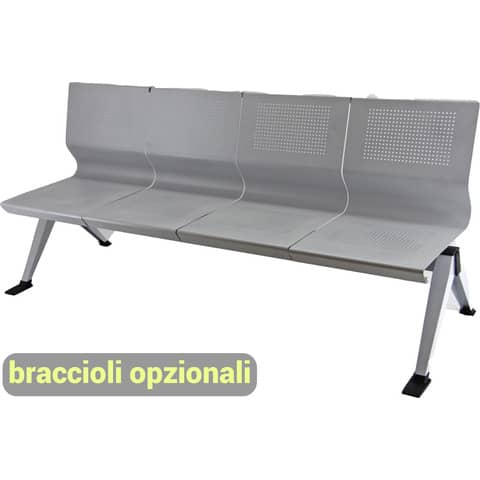Panca 5 posti attesa Unisit Panair PA5P acciaio verniciato grigio - schienale