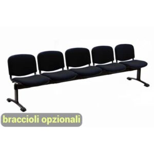 Panca 5 posti attesa Unisit Dado D55P - rivestimento Eco nero