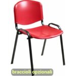 Sedia visitatore a 4 gambe Unisit Dado D5PS - struttura nera - PPL rosso -