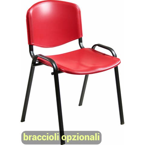 Sedia visitatore a 4 gambe Unisit Dado D5PS - struttura nera - PPL rosso -