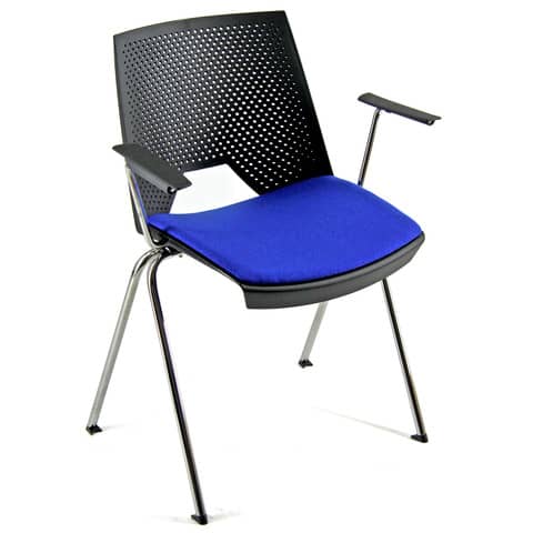 Sedia visitatore a 4 gambe Unisit Strike SKBR schienale a rete nero - PPL blu
