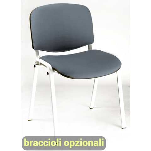 Sedia visitatore 4 gambe Unisit Dado D5B acciaio bianco - rivestimento ignifugo