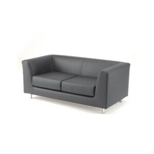Unisit Quad QD2 2-seater waiting sofa with fixed back - upholstered in genuine leather