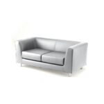 Unisit Quad QD2 2-seater waiting sofa with fixed back - upholstered in genuine leather